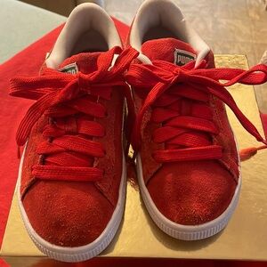 Puma Suede Youth, Red, Size 1C